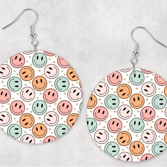 Colorful Smily Faces Earrings 3mm Super Cute 😊 - Picture 1 of 1